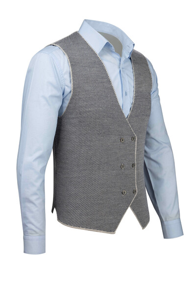 Çizgi Triko Men's Stripe Knitwear Sports Vest - Buttoned, Sleeveless, Regular Fit - 5013Ls