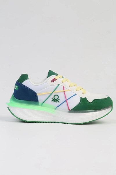 Benetton Bnı-10044 Imported White Green Women's Sports Shoes-white Green
