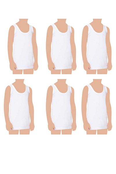 Belifanti Collection Boy's Cotton Combed Tank Top 6 Pack White