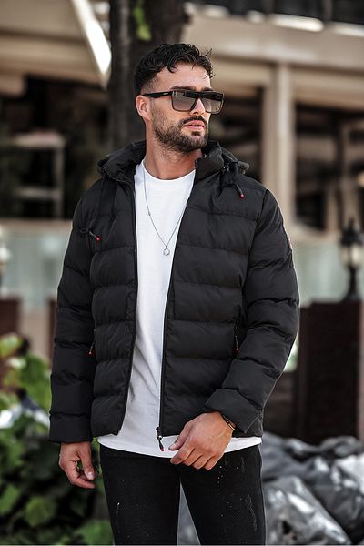 gm giyimarket Men's Water and Windproof Hooded Puffer Jacket