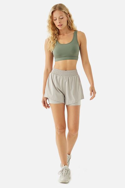 Superstacy Stone Color Rose Sports Shorts with Leggings