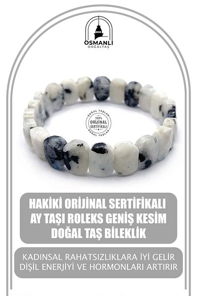 OSMANLI DOĞAL TAŞ Gray White Genuine Original Certified Rolex - Wide Cut Moon Stone