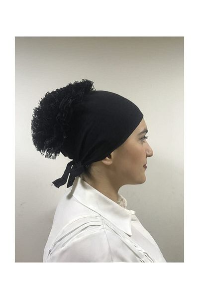 Zamir Black Hijab Frilly Bonnet