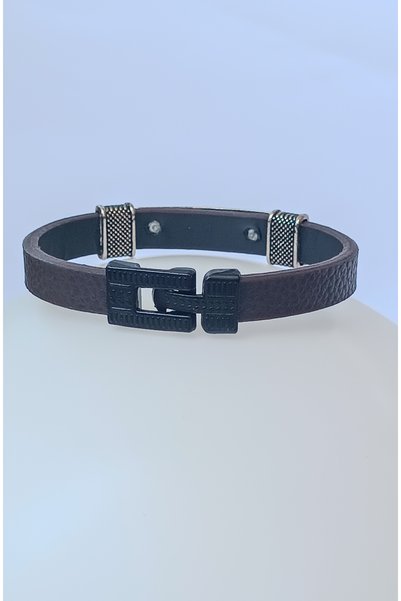 MrsBlack Men's Leather Bracelet, Brown Knitted Model Men's Casual Bracelet