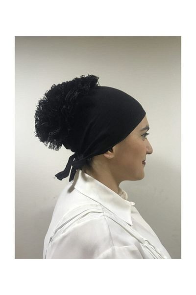 Zamir Black Hijab Frilly Bonnet
