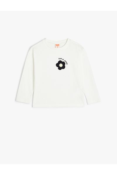 Koton Long Sleeve Floral Printed Cotton Crew Neck T-Shirt