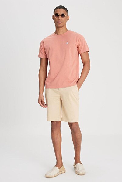 Lee Tricou pentru bărbați, portocaliu deschis, imprimat, cu decolteu rotund L...