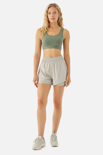 Superstacy Stone Color Rose Sports Shorts with Leggings