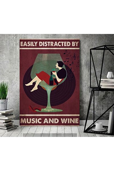 icase Aşk Şarap Plak Kadeh Kadın Music And Wine Yazı Süs Duvar dekorasyon Dizayn Konsept  Ahşap Tablo