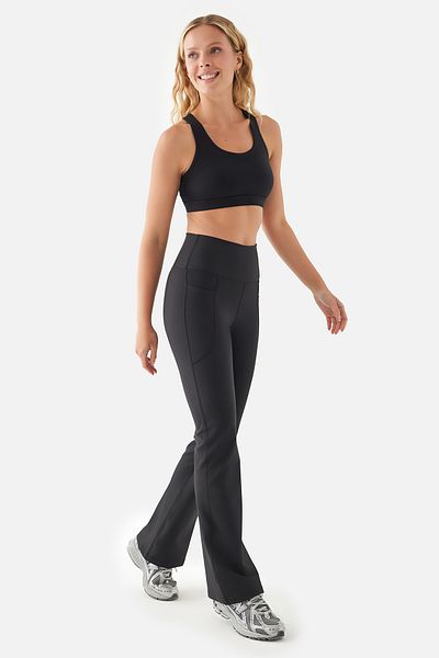 Superstacy Carmen Flared Leg High Waist Pocket Black Yoga Pants