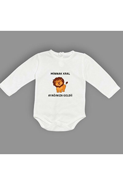 Mnk Baby&Kids Minnak King Baby Body - Bodysuit with Snap Fasteners, Printed Badi Ecru