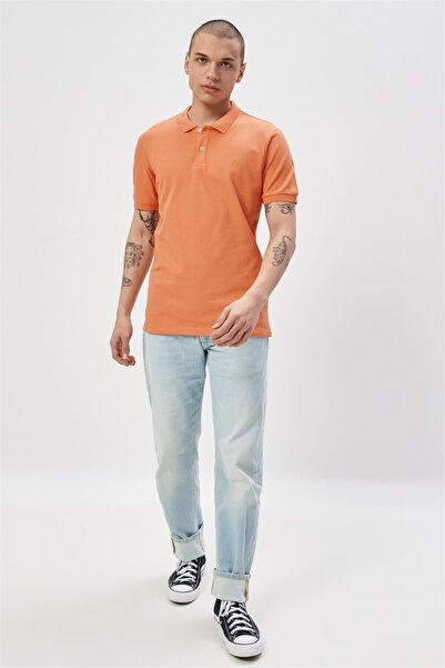 Lee Regular Fit Regular Cut 100% Cotton Polo Collar Orange T-Shirt