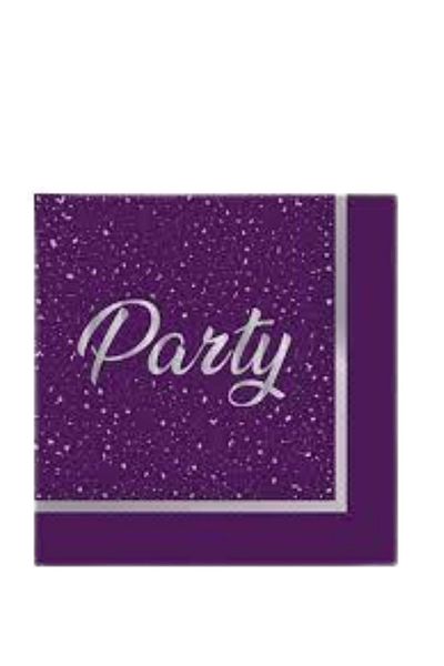 TURKUAZ PARTY Paper Napkin 33x33 Cm - 20 Pieces - Party Time Purple