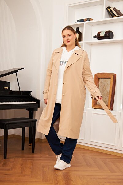 RMG Long Mink Trench Coat - Plus Size Lined