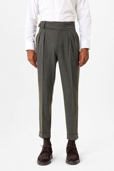 Antioch Khaki Pleated Buckle Detailed Men's Trousers