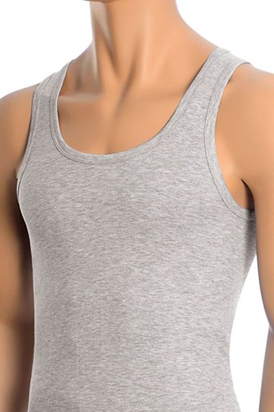 Belifanti Collection Men's Cotton 3-Piece Gray Tank Top and 3-Piece Gray Boxer 6-Piece Set