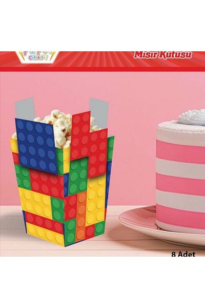 parti sürprizi 8Pcs Corn Box - Block Party Custom Cut