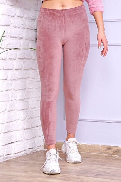 Belifanti Collection Kışlık Kadife Likralı Tayt Pudra