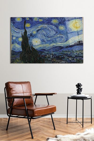 Vosevu Van Gogh Starry Night Starry Night Glass ζωγραφική, Μοντέρνα διακόσμηση σπιτιού και γραφείου, διακόσμηση τοίχου δώρου
