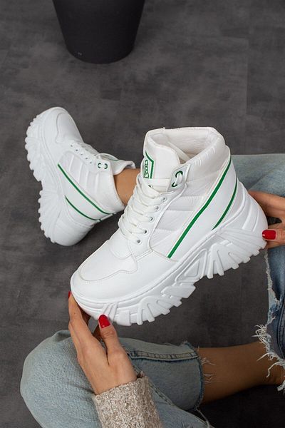 Modanizm Moreno White Green Detailed Sports Boots