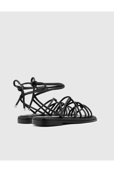 İLVİ Fusae Hakiki Deri Kadın Siyah Sandalet
