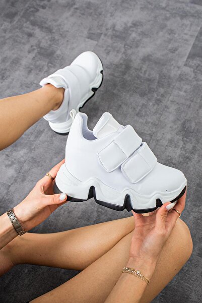 Modanizm Lexi Hidden Heeled White Sneakers