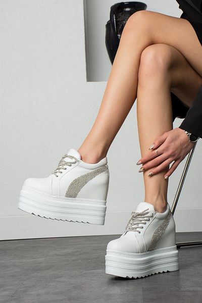 Modanizm Vinny Hidden Heel White Sports Shoes