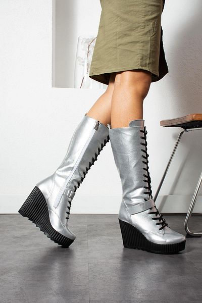 Modanizm Anna Gray Wedge Heeled Boots
