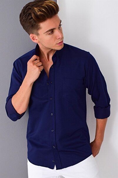 Dewberry G676 Men's Shirt-Dark Blue