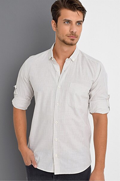 Dewberry G625 Linen Shirt-Beige