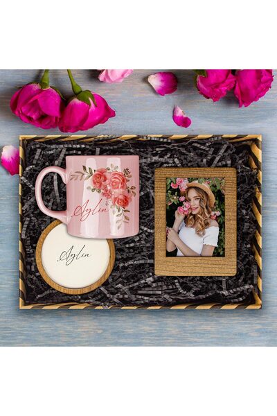 EJOYA Kişiye Özel Tasarım Kupa & Bardak Altlığı & Fotoğraf Çerçeveli Hediye H...