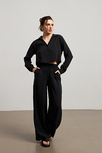 YOUR NAME Къса дамска блуза в черно