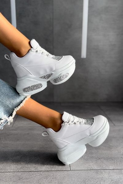 Modanizm Xander White Sneakers with Hidden Heels
