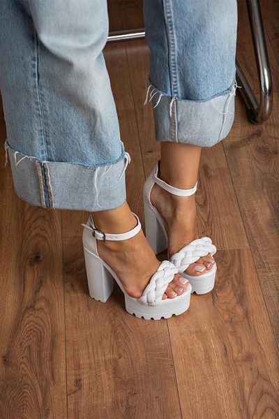 Modanizm Melina White Heeled Shoes