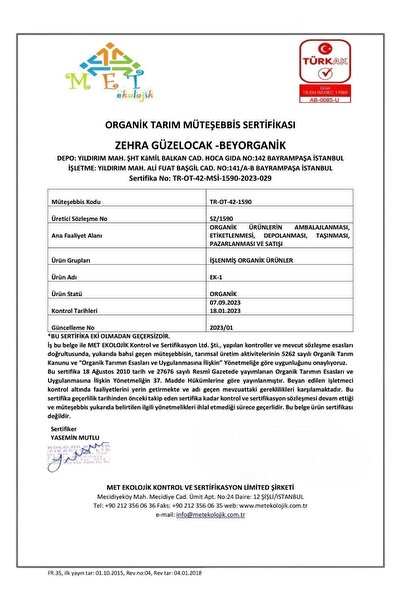 BEYORGANİK Organik Brokoli Balkabak İrmik 250gr (PESTİSİT VE AFLATOKSİN ANALİZLİ)