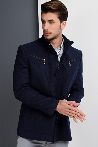 Dewberry K7133 Men's Coat-Dark Blue