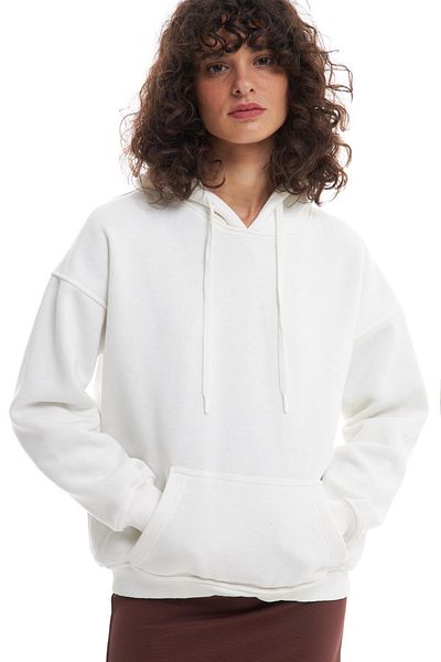 Quzu Ecru Sweat - Kangaroo Pocket