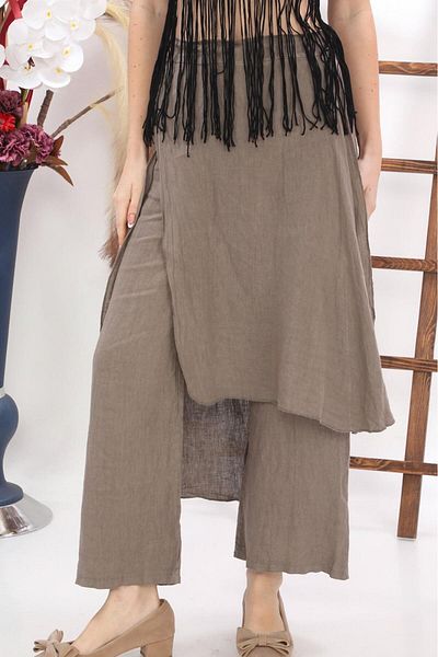 Bohem Stil Italian Raw Linen Trouser Skirt