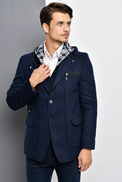 Dewberry K7540 Men's Coat-Dark Blue