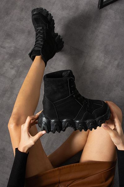 Modanizm Aurelia Black Suede Boots