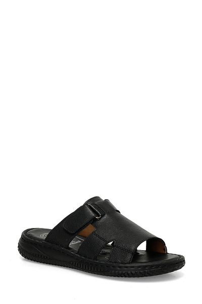 Polaris 107400 .M Fx Black Men's Genuine Leather Slippers