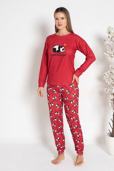 REMSA 24486 Model Red Women's Thermal Pajama Set