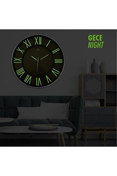 Galaxy Exclusive Siyah Kadranlı Fosforlu Roma Rakamlı 42 CM Ev ve Ofis Duvar Saati