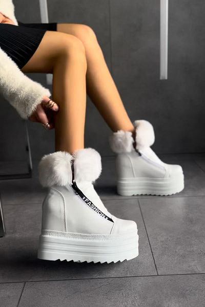 Modanizm Jose White Hidden Heel Boots