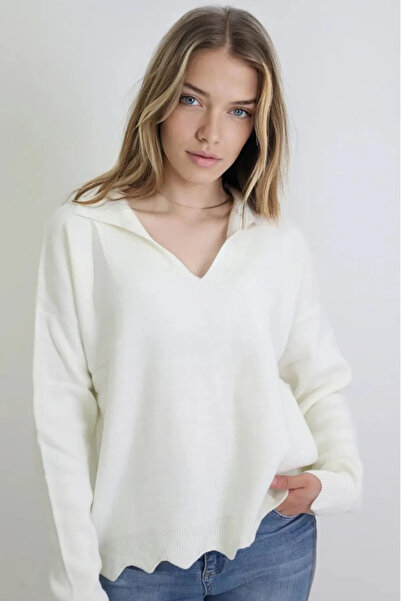 ÇILDIR ÖRME Πλεκτό πουλόβερ με γιακά πουκάμισου