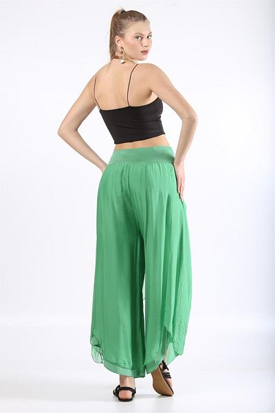Bohem Stil Pantaloni Shalwar de mătase cu acoperire asimetrică pentru femei