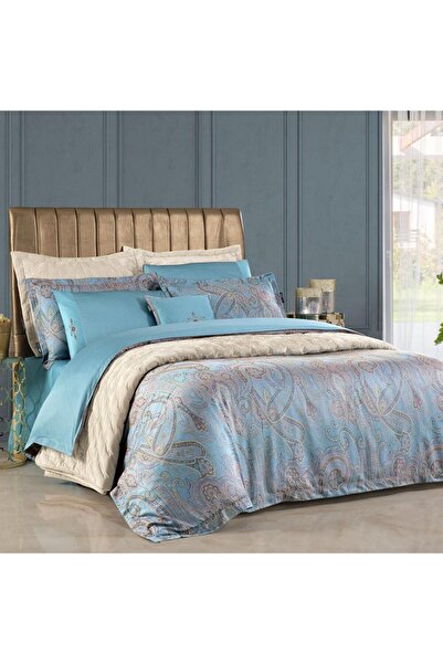 Sarev Athena Jakarlı Nevresim Takımı King Size , .Mavi