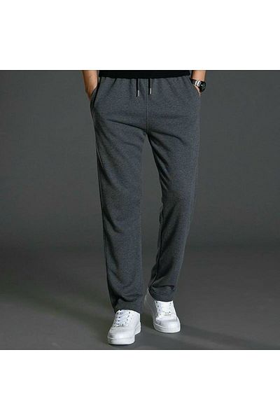 FİTGO Anthracite Unisex Seasonal Wide Leg Relaxed Fit Baggy Sweatpants