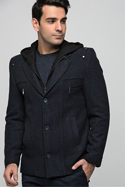 Dewberry K7532 Men's Coat-Patterned Navy Blue