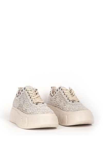 Dericlub Pantofi casual de damă Zy 7962 Mink, talpă groasă și model cu șireturi cu detalii din plasă